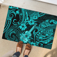 Hawaii Ukulele Rubber Doormat Polynesian Pattern Turquoise Version LT01 - Polynesian Pride