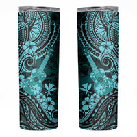 Hawaii Ukulele Skinny Tumbler Polynesian Pattern Turquoise Version