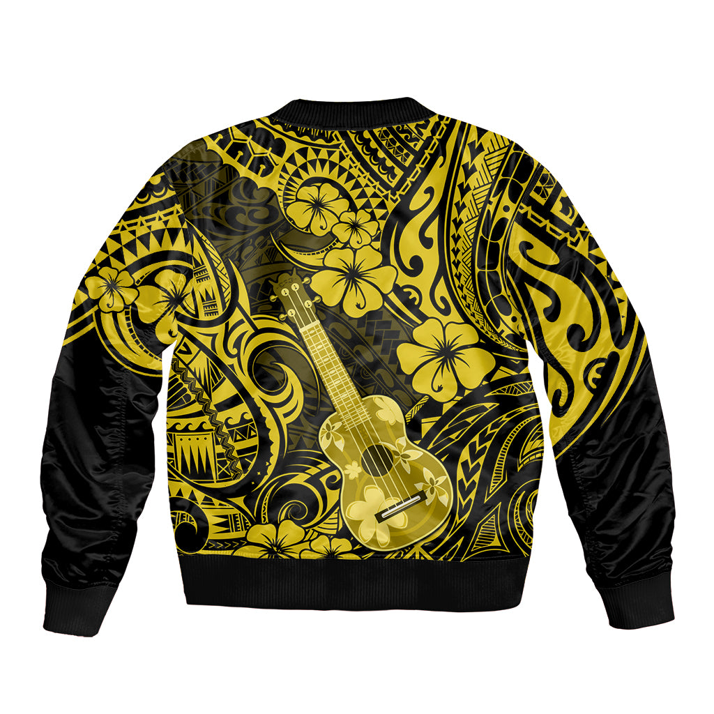 Hawaii Ukulele Bomber Jacket Polynesian Pattern Yellow Version LT01 - Polynesian Pride