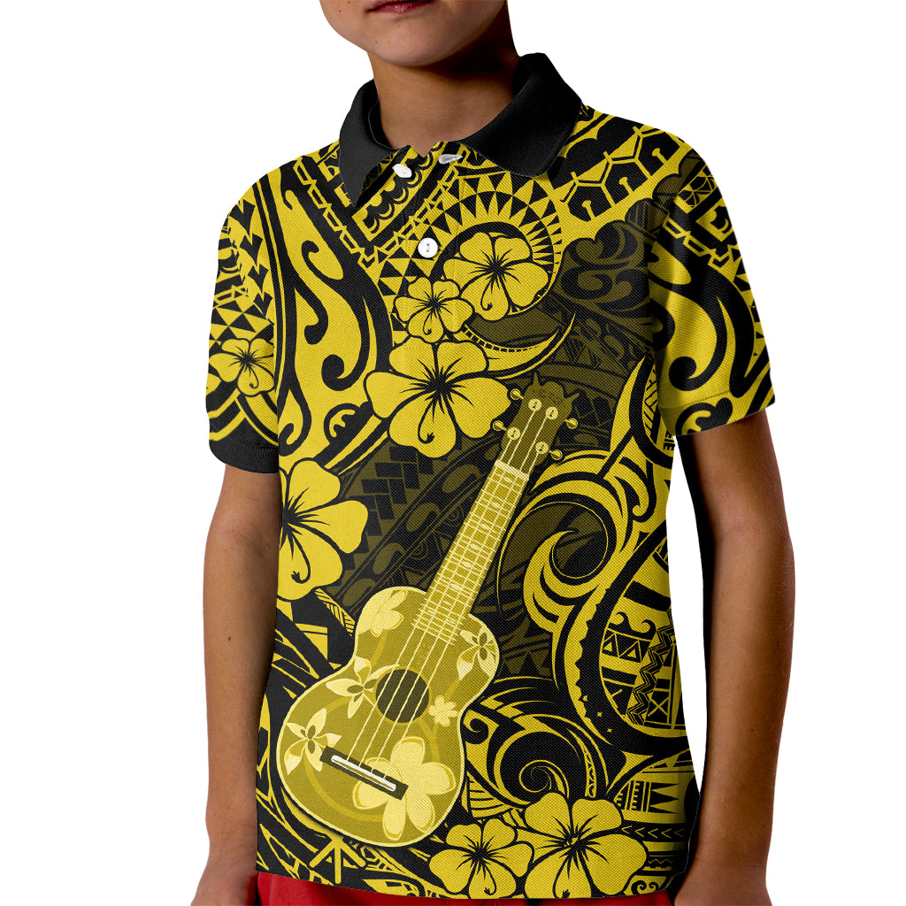 Hawaii Ukulele Kid Polo Shirt Polynesian Pattern Yellow Version LT01 Kid Yellow - Polynesian Pride