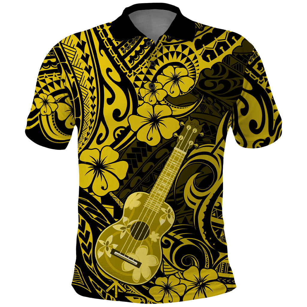 Hawaii Ukulele Polo Shirt Polynesian Pattern Yellow Version LT01 Yellow - Polynesian Pride