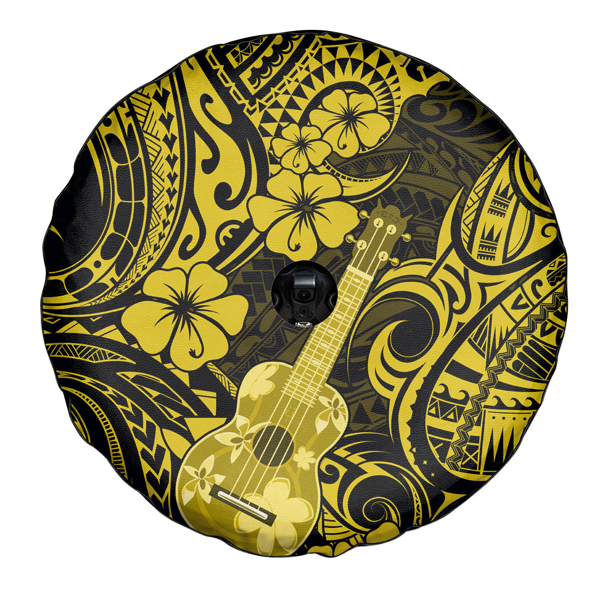 Hawaii Ukulele Spare Tire Cover Polynesian Pattern Yellow Version LT01 - Polynesian Pride