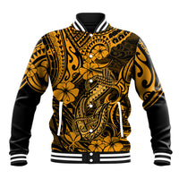 Hawaii Fish Hook Baseball Jacket Polynesian Pattern Gold Version LT01 Unisex Gold - Polynesian Pride