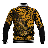 Hawaii Fish Hook Baseball Jacket Polynesian Pattern Gold Version LT01 - Polynesian Pride