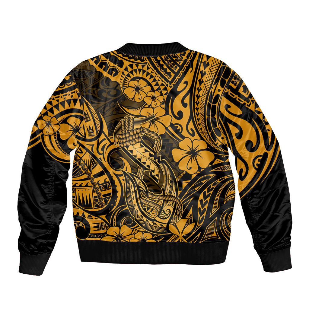 Hawaii Fish Hook Bomber Jacket Polynesian Pattern Gold Version LT01 - Polynesian Pride