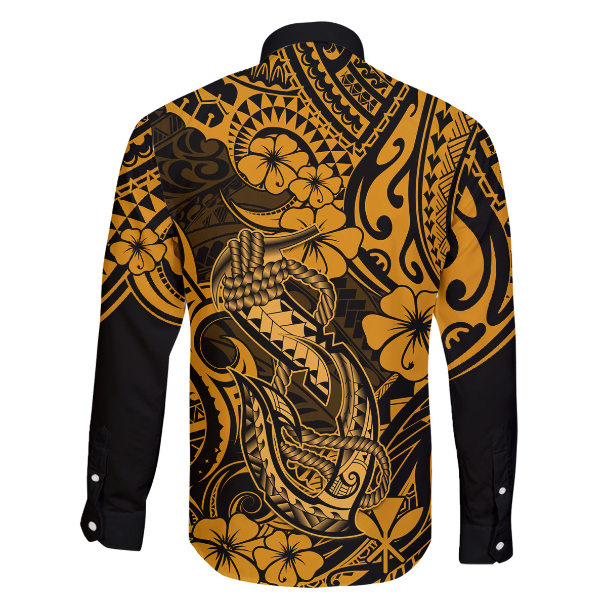 Hawaii Fish Hook Family Matching Summer Maxi Dress and Hawaiian Shirt Polynesian Pattern Gold Version LT01 - Polynesian Pride