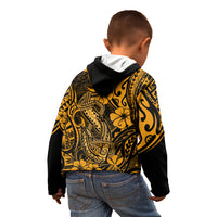 Hawaii Fish Hook Kid Hoodie Polynesian Pattern Gold Version LT01 - Polynesian Pride