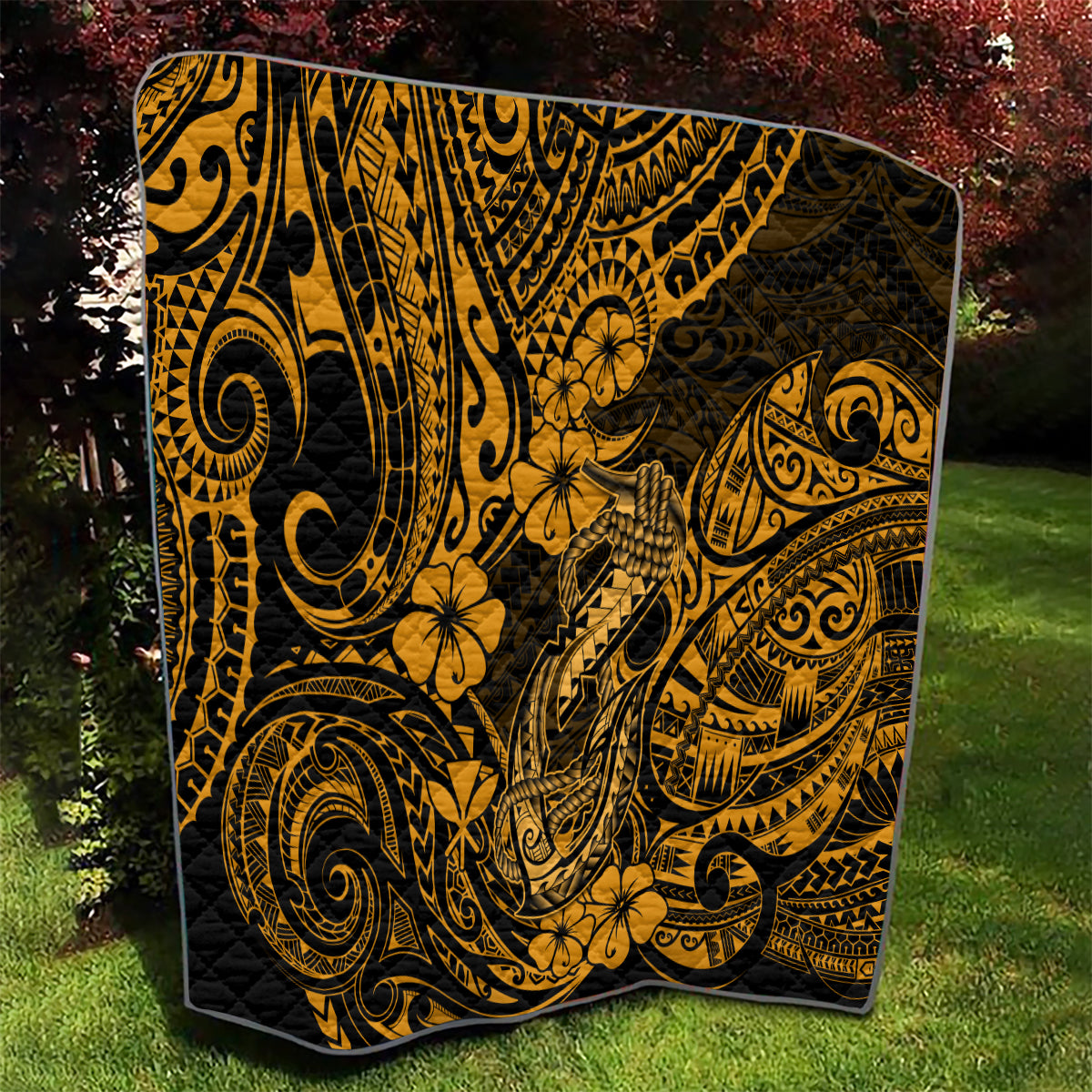 Hawaii Fish Hook Quilt Polynesian Pattern Gold Version LT01 - Polynesian Pride