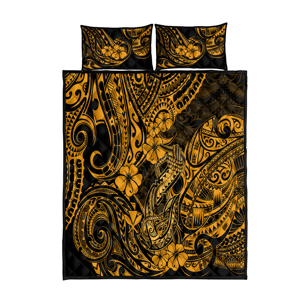 Hawaii Fish Hook Quilt Bed Set Polynesian Pattern Gold Version LT01 Gold - Polynesian Pride