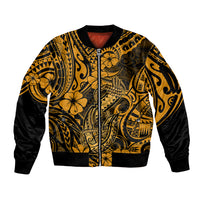 Hawaii Fish Hook Sleeve Zip Bomber Jacket Polynesian Pattern Gold Version LT01 Unisex Gold - Polynesian Pride