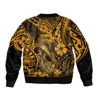 Hawaii Fish Hook Sleeve Zip Bomber Jacket Polynesian Pattern Gold Version LT01 - Polynesian Pride