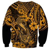 Hawaii Fish Hook Sweatshirt Polynesian Pattern Gold Version LT01 - Polynesian Pride