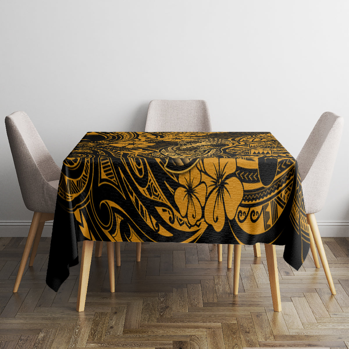Hawaii Fish Hook Tablecloth Polynesian Pattern Gold Version LT01 - Polynesian Pride