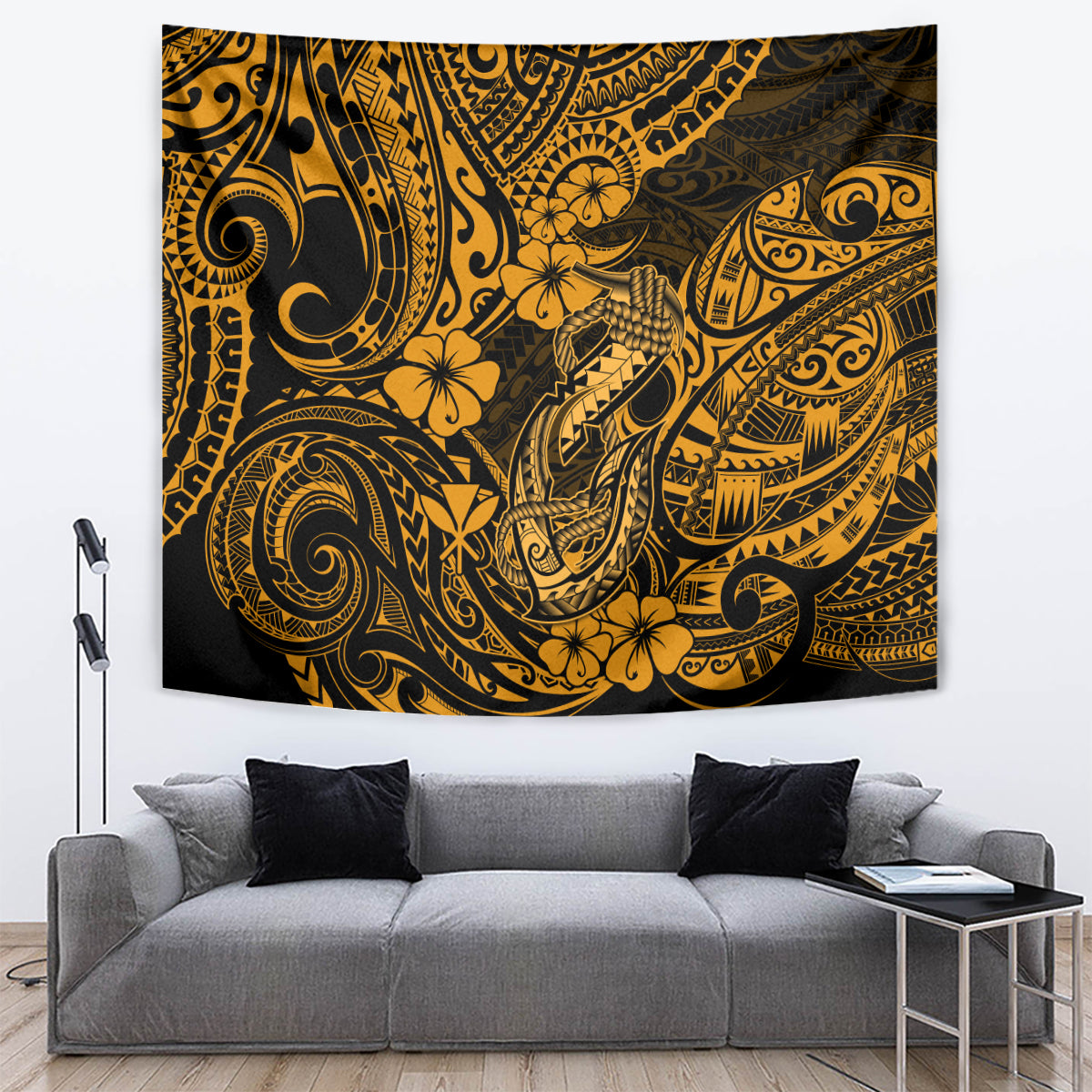 Hawaii Fish Hook Tapestry Polynesian Pattern Gold Version LT01 - Polynesian Pride
