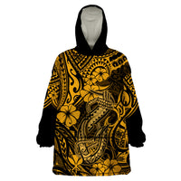 Hawaii Fish Hook Wearable Blanket Hoodie Polynesian Pattern Gold Version LT01 One Size Gold - Polynesian Pride