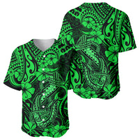 Hawaii Fish Hook Baseball Jersey Polynesian Pattern Green Version LT01 - Polynesian Pride
