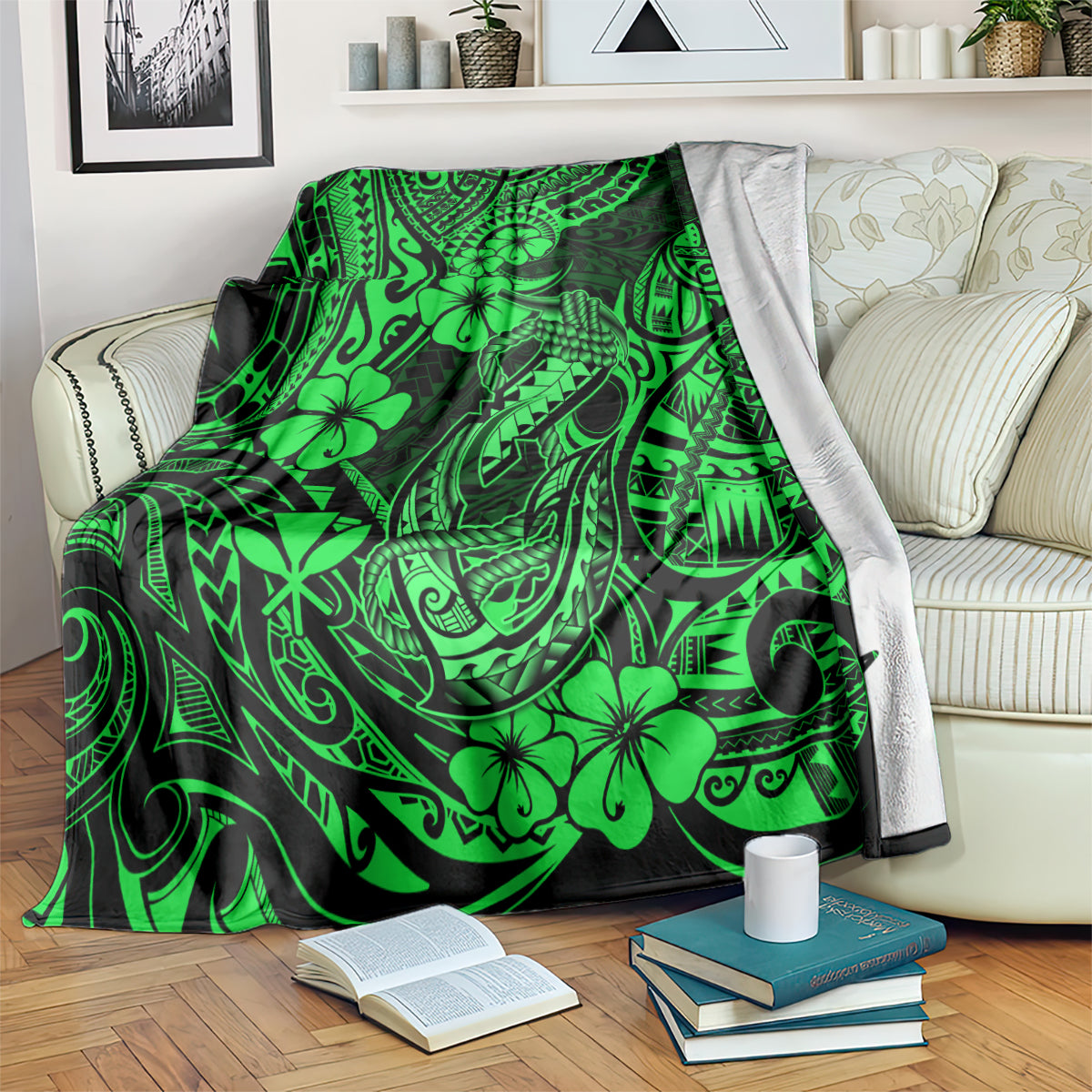 Hawaii Fish Hook Blanket Polynesian Pattern Green Version LT01 - Polynesian Pride