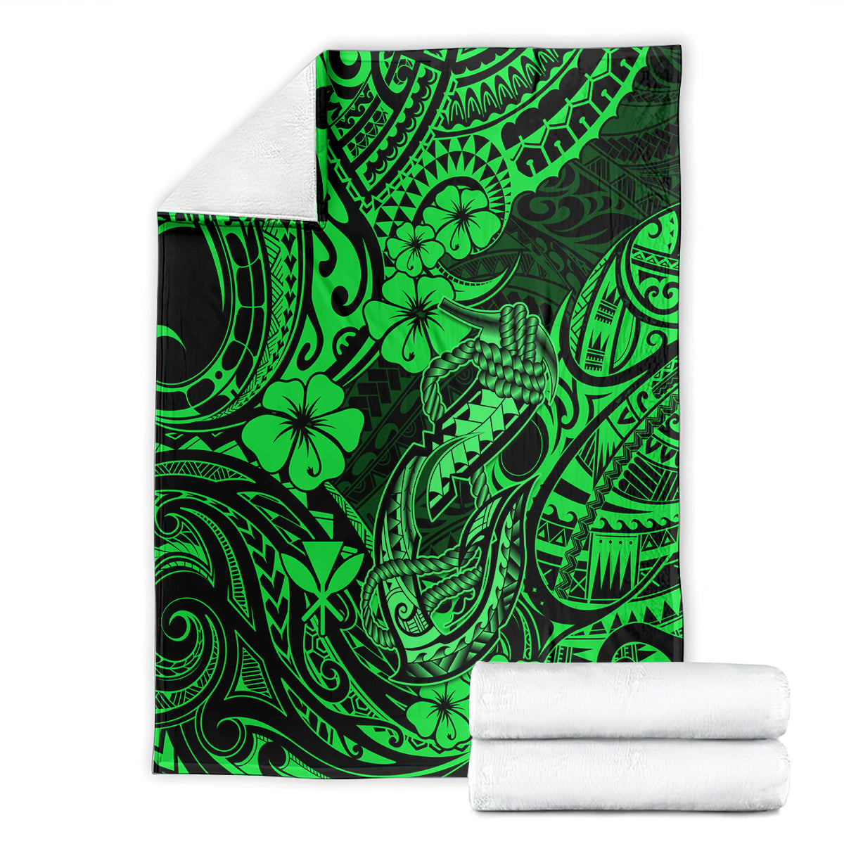 Hawaii Fish Hook Blanket Polynesian Pattern Green Version LT01 - Polynesian Pride