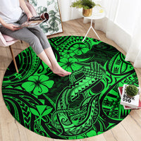 Hawaii Fish Hook Round Carpet Polynesian Pattern Green Version LT01 - Polynesian Pride