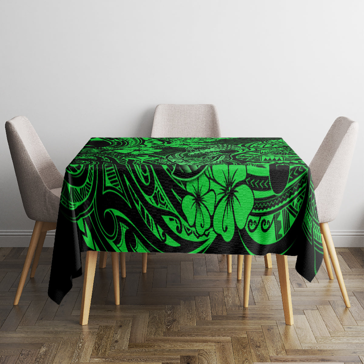 Hawaii Fish Hook Tablecloth Polynesian Pattern Green Version LT01 - Polynesian Pride