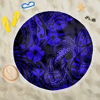 Hawaii Fish Hook Beach Blanket Polynesian Pattern Navy Blue Version LT01 One Size 150cm Blue - Wonder Print Shop