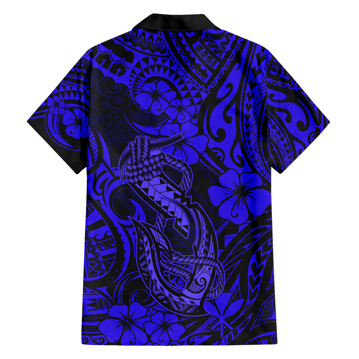 Hawaii Fish Hook Family Matching Tank Maxi Dress and Hawaiian Shirt Polynesian Pattern Navy Blue Version LT01 - Polynesian Pride