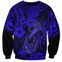 Hawaii Fish Hook Sweatshirt Polynesian Pattern Navy Blue Version LT01 Unisex Blue - Polynesian Pride