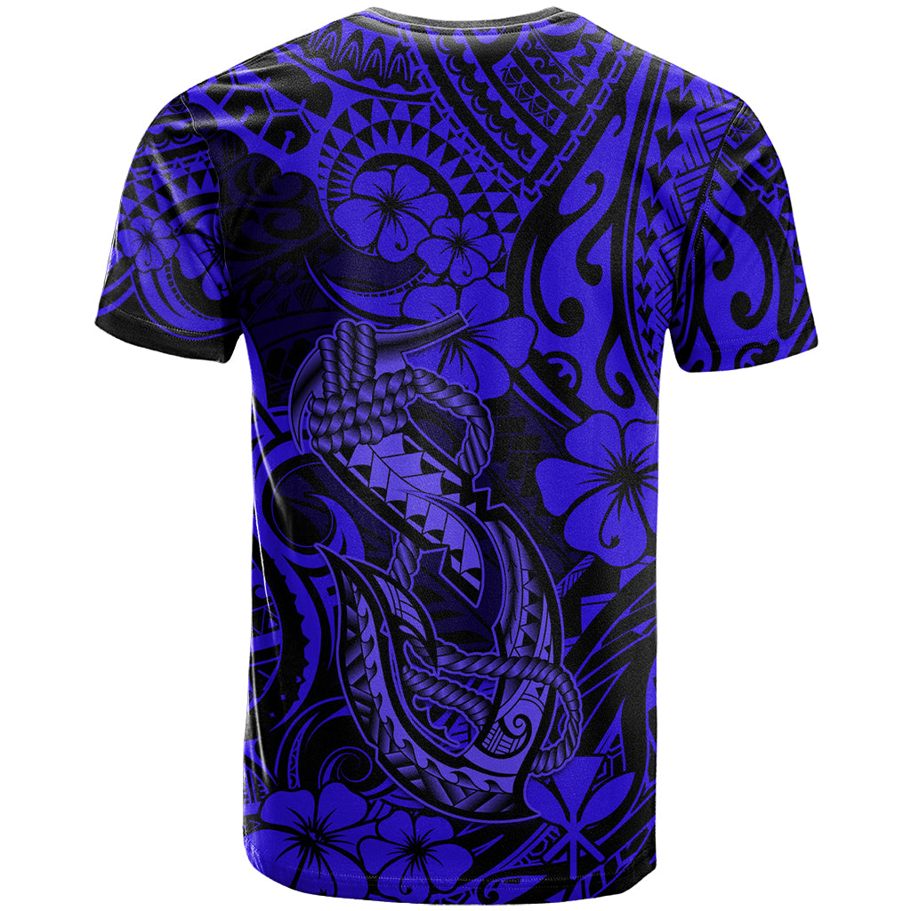Hawaii Fish Hook T Shirt Polynesian Pattern Navy Blue Version LT01 - Polynesian Pride