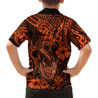 Hawaii Fish Hook Kid Hawaiian Shirt Polynesian Pattern Orange Version LT01 - Polynesian Pride