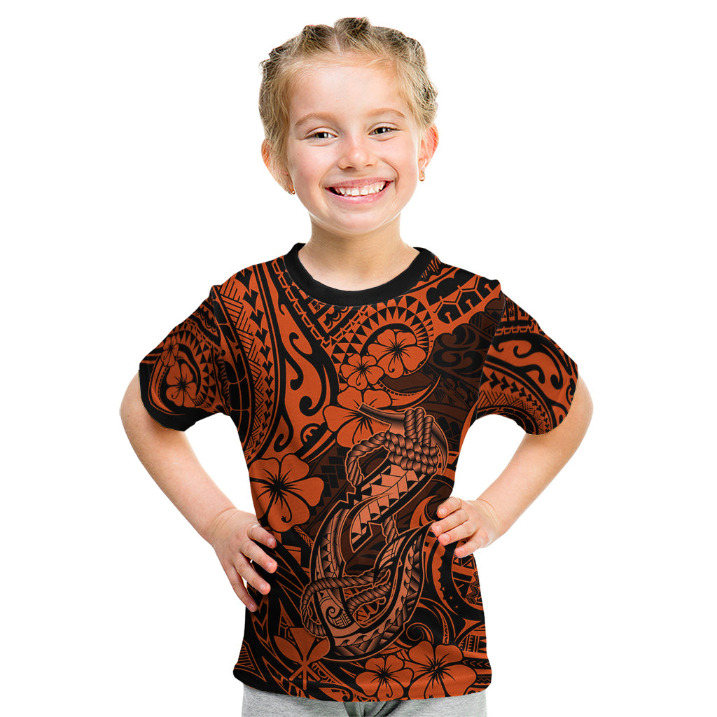 Hawaii Fish Hook Kid T Shirt Polynesian Pattern Orange Version LT01 Orange - Polynesian Pride
