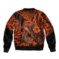 Hawaii Fish Hook Sleeve Zip Bomber Jacket Polynesian Pattern Orange Version LT01 - Polynesian Pride
