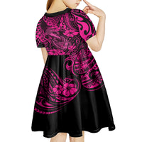 Hawaii Fish Hook Kid Short Sleeve Dress Hibiscus Hawaii Tribal Tattoo Pink Version LT01 - Polynesian Pride