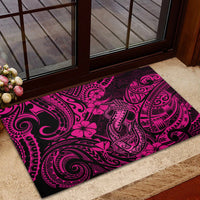 Hawaii Fish Hook Rubber Doormat Hibiscus Hawaii Tribal Tattoo Pink Version LT01 - Polynesian Pride