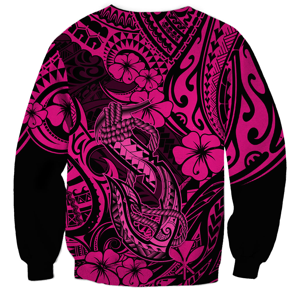 Hawaii Fish Hook Sweatshirt Hibiscus Hawaii Tribal Tattoo Pink Version LT01 - Polynesian Pride
