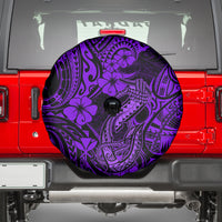 Hawaii Fish Hook Spare Tire Cover Hibiscus Hawaii Tribal Tattoo Purple Version LT01 - Polynesian Pride