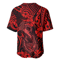 Hawaii Fish Hook Baseball Jersey Hibiscus Hawaii Tribal Tattoo Red Version LT01 - Polynesian Pride