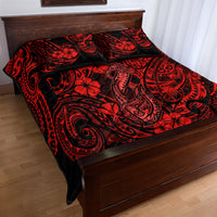Hawaii Fish Hook Quilt Bed Set Hibiscus Hawaii Tribal Tattoo Red Version LT01 - Polynesian Pride