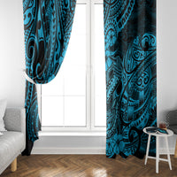 Hawaii Fish Hook Window Curtain Hibiscus Hawaii Tribal Tattoo Sky Blue Version LT01 - Polynesian Pride