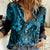 Hawaii Fish Hook Women Casual Shirt Hibiscus Hawaii Tribal Tattoo Sky Blue Version LT01 Female Blue - Polynesian Pride
