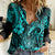 Hawaii Fish Hook Women Casual Shirt Hibiscus Hawaii Tribal Tattoo Turquoise Version LT01 Female Turquoise - Polynesian Pride