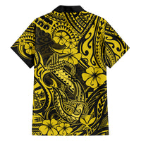 Hawaii Fish Hook Hawaiian Shirt Hibiscus Hawaii Tribal Tattoo Yellow Version LT01 - Polynesian Pride