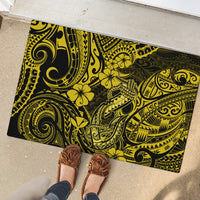 Hawaii Fish Hook Rubber Doormat Hibiscus Hawaii Tribal Tattoo Yellow Version LT01 - Polynesian Pride