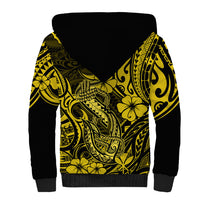 Hawaii Fish Hook Sherpa Hoodie Hibiscus Hawaii Tribal Tattoo Yellow Version LT01 - Polynesian Pride