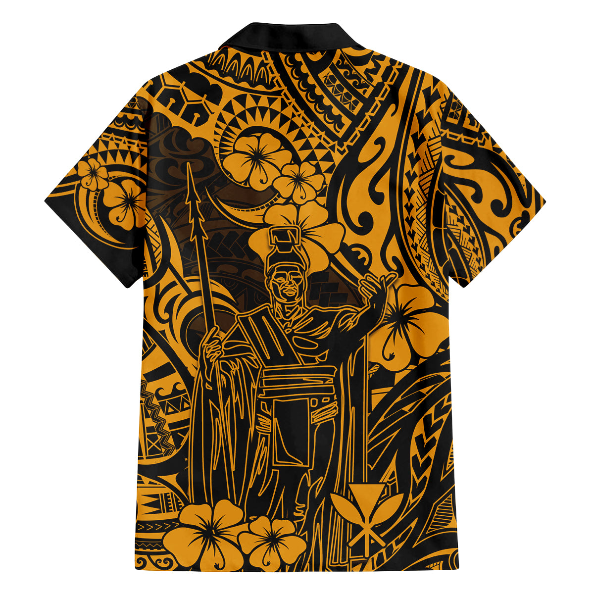 Hawaii King Kamehameha Family Matching Tank Maxi Dress and Hawaiian Shirt Polynesian Pattern Gold Version LT01 - Polynesian Pride