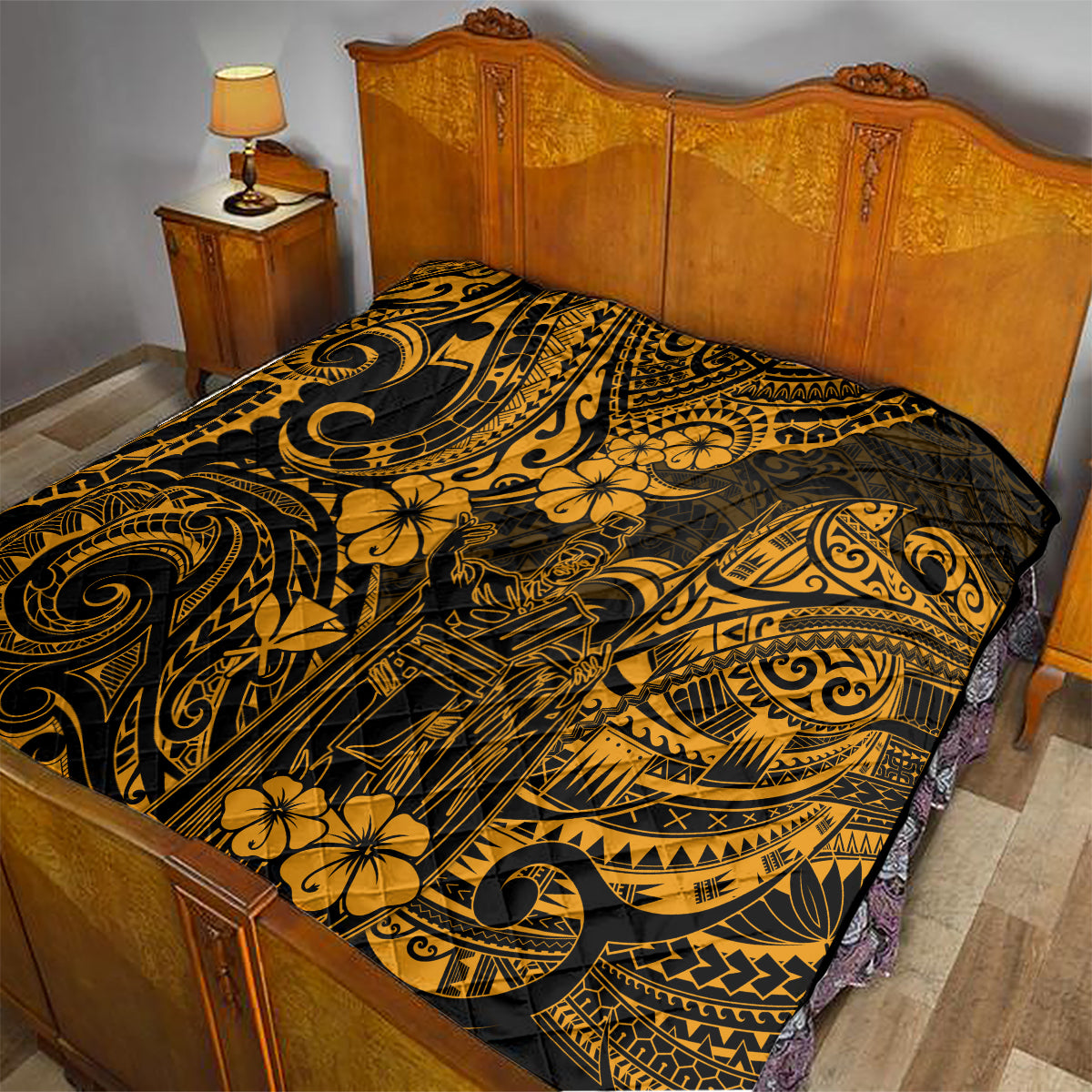 Hawaii King Kamehameha Quilt Polynesian Pattern Gold Version LT01 - Polynesian Pride