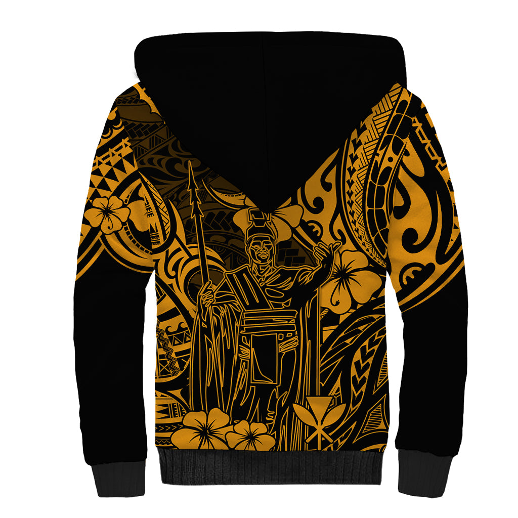 Hawaii King Kamehameha Sherpa Hoodie Polynesian Pattern Gold Version LT01 - Polynesian Pride