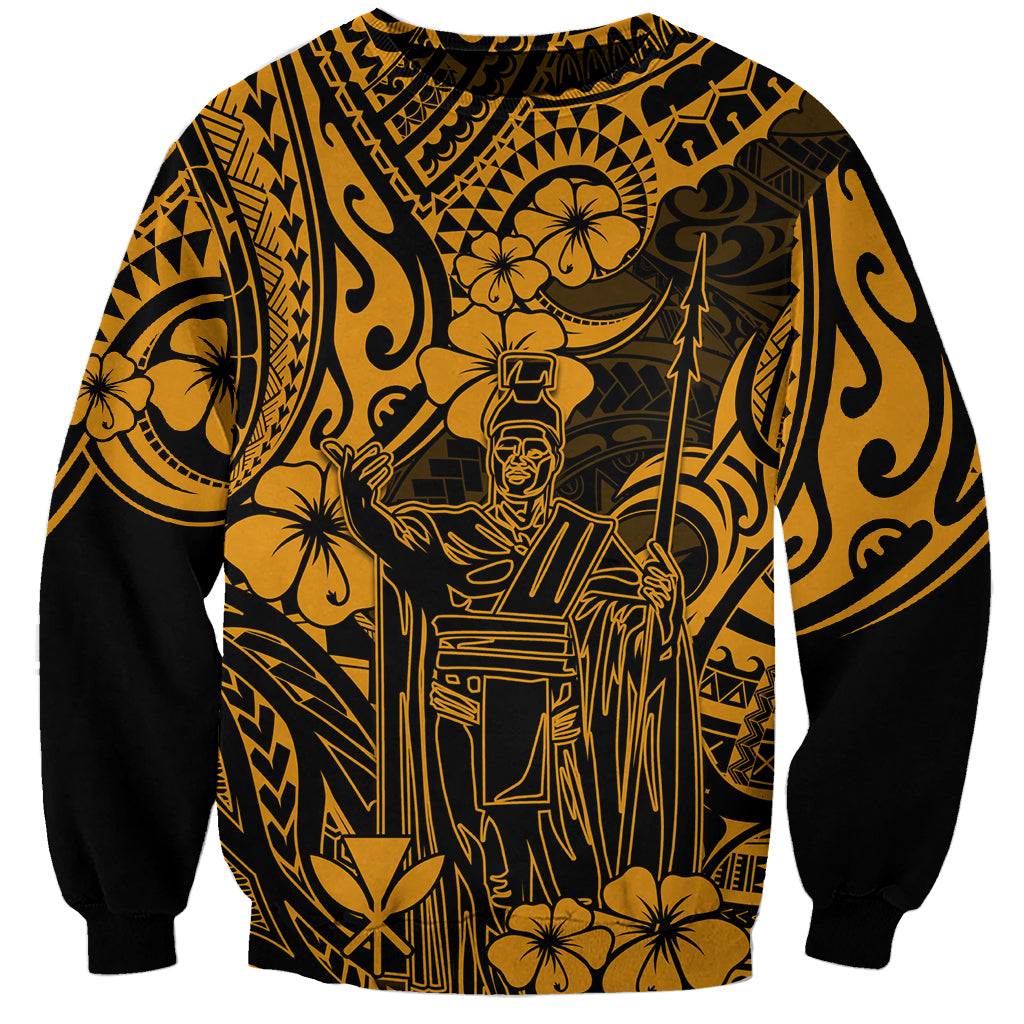 Hawaii King Kamehameha Sweatshirt Polynesian Pattern Gold Version LT01 Unisex Gold - Polynesian Pride