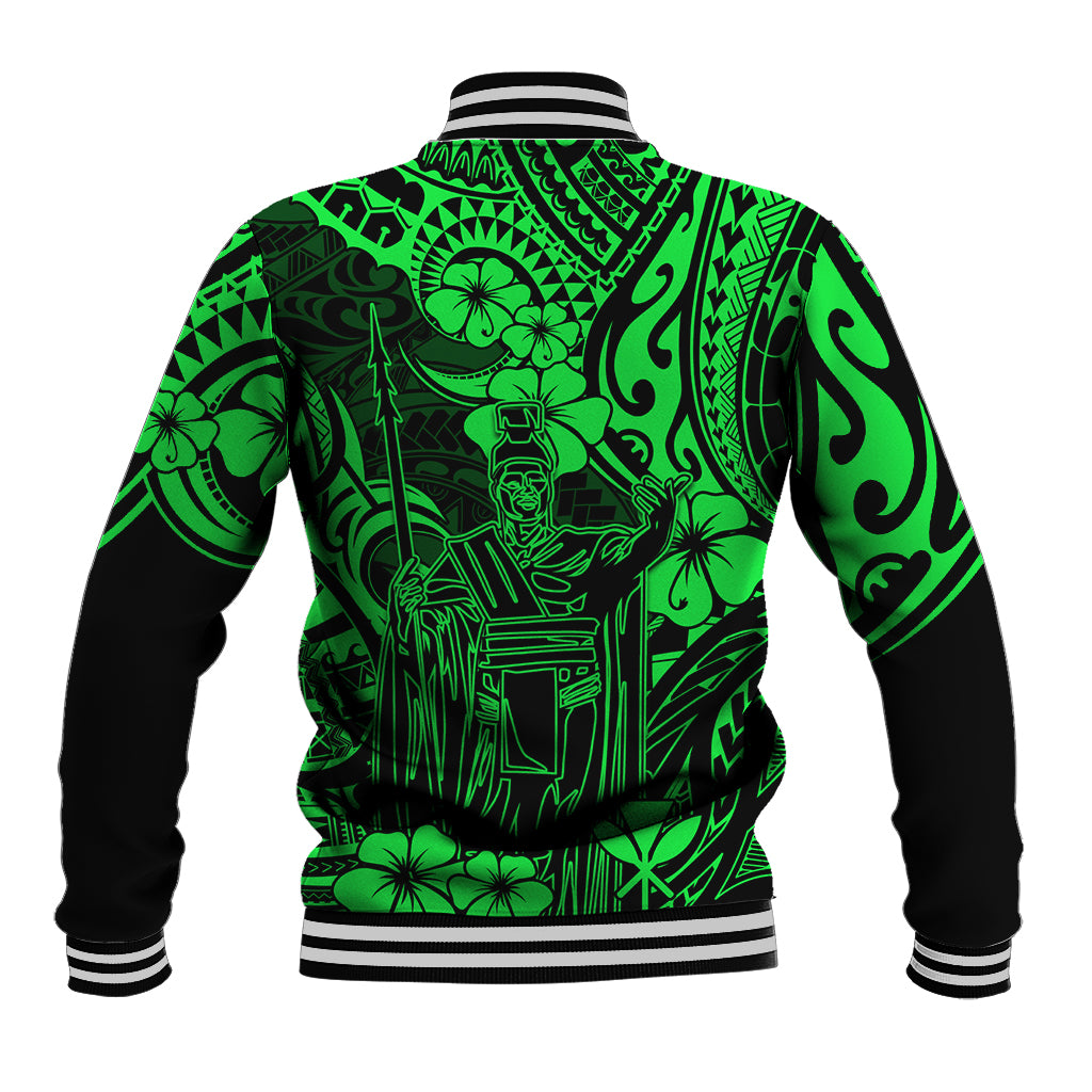 Hawaii King Kamehameha Baseball Jacket Polynesian Pattern Green Version LT01 - Polynesian Pride
