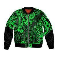 Hawaii King Kamehameha Bomber Jacket Polynesian Pattern Green Version LT01 Unisex Green - Polynesian Pride