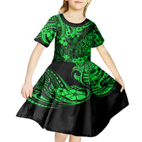 Hawaii King Kamehameha Kid Short Sleeve Dress Polynesian Pattern Green Version LT01 - Polynesian Pride
